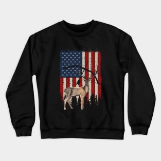 Deer Hunting American Flag Crewneck Sweatshirt